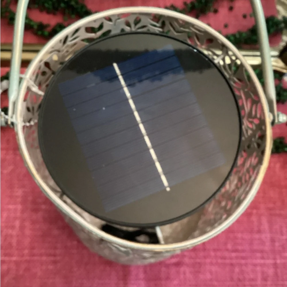 Anthropologie Terrain Perforated Foliage Solar Lantern NEW